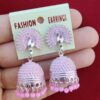 Pink Jhumki Earrings