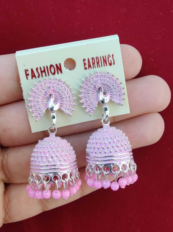 Pink Jhumki Earrings