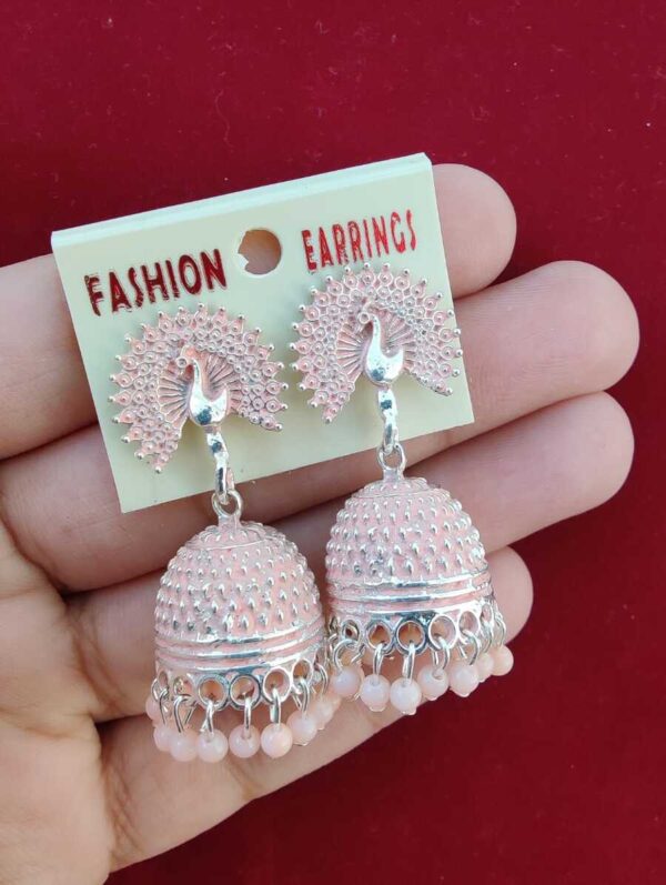 Peach Jhumki Earrings