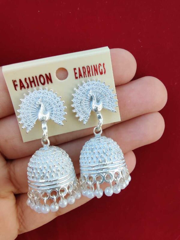 White Jhumki Earrings