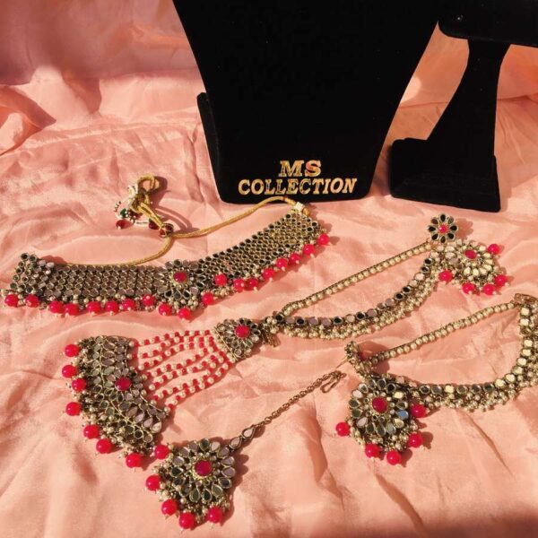 Magenta mirror necklace