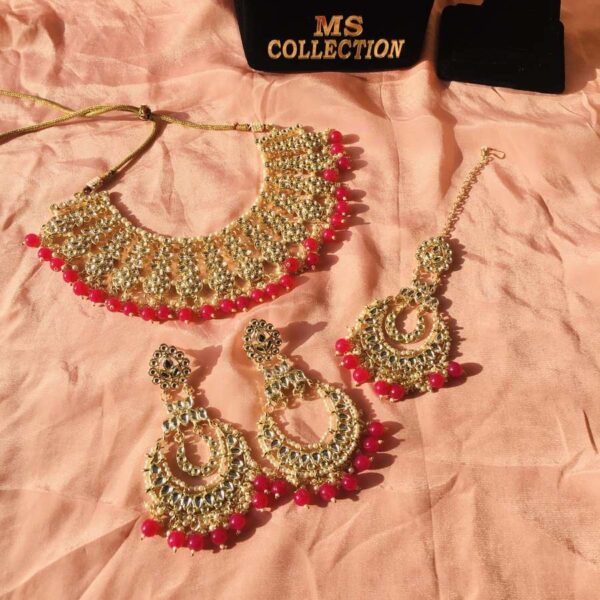 kundan necklace magenta
