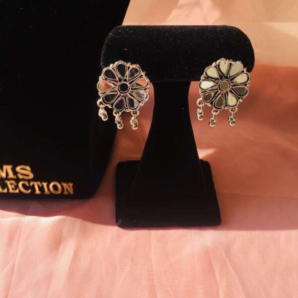 oxidised mirror earrings