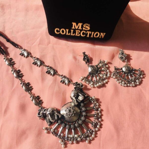 elephant oxidised necklace