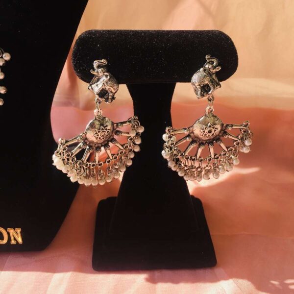 elephant oxideised earrings
