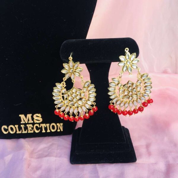 kundan red earrings