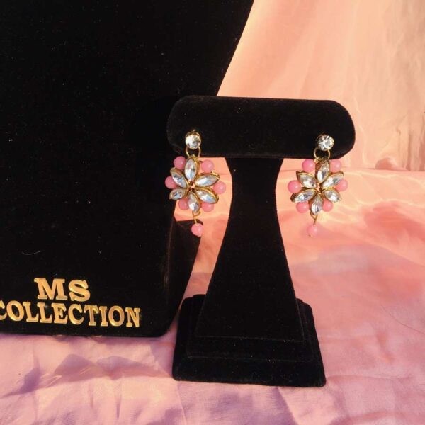 pink kundan earrings