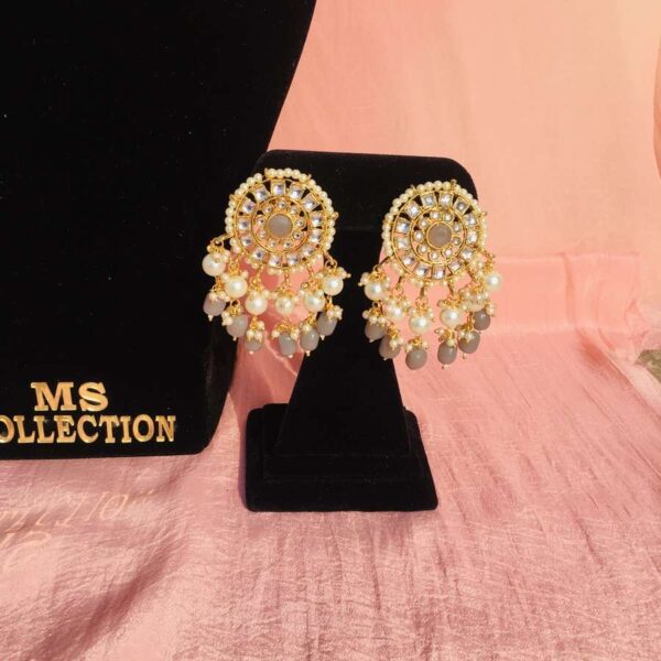 grey kundan earrings