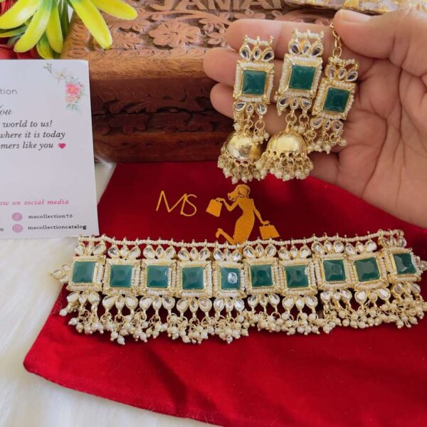 green polki jewellery
