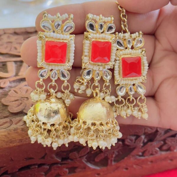 orange polki earrings
