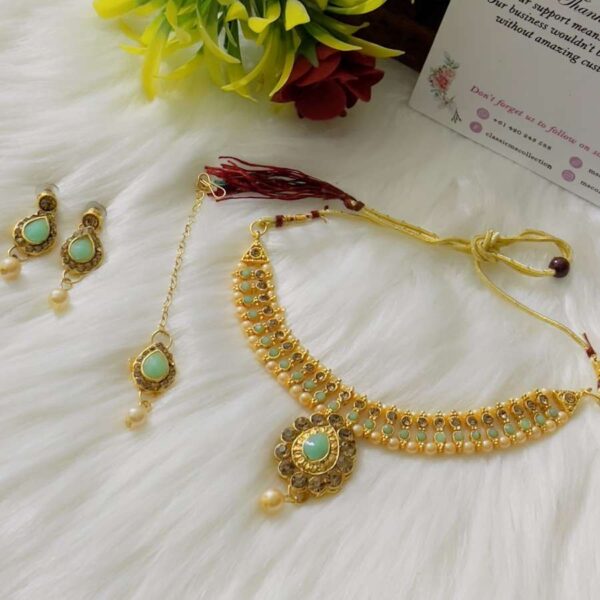 mint beads necklace