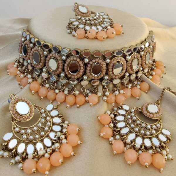 mirrorwork peach jewelry