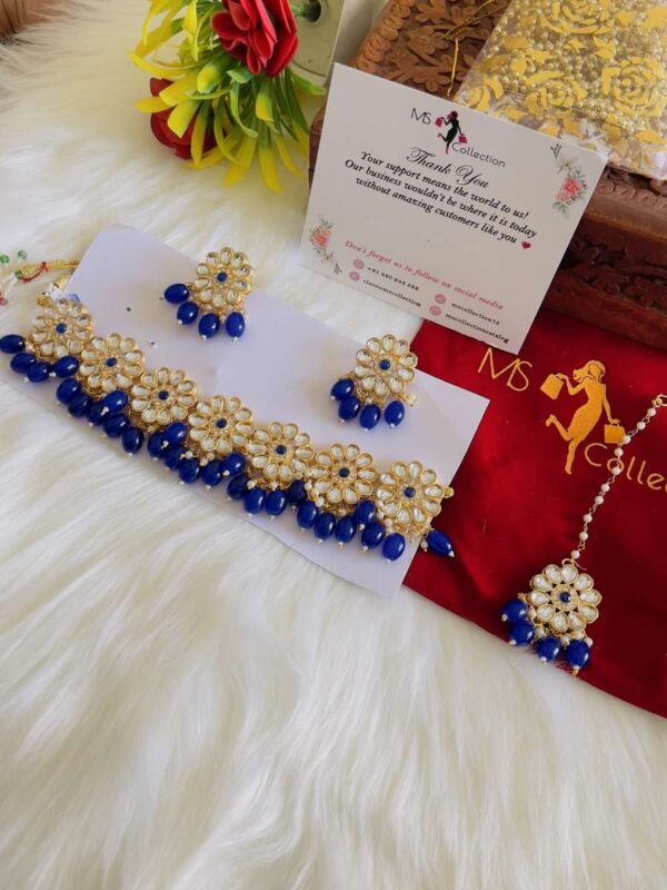 royal blue kundan set