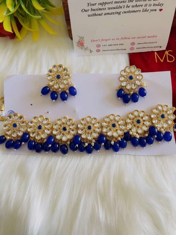 kundan royal blue jewelry