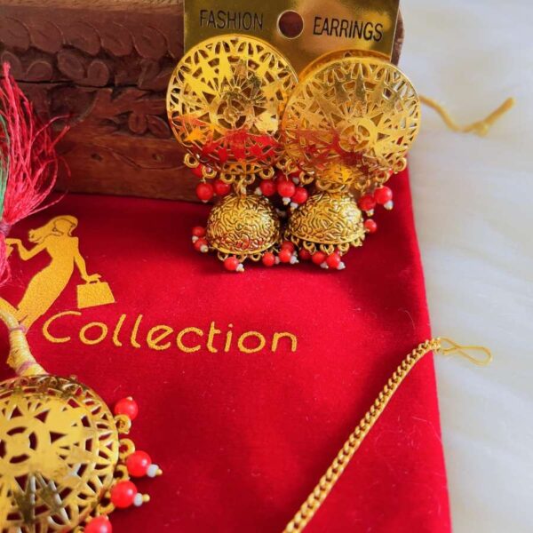 red jhumki earrings