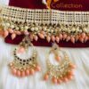peach shabnam kundan set