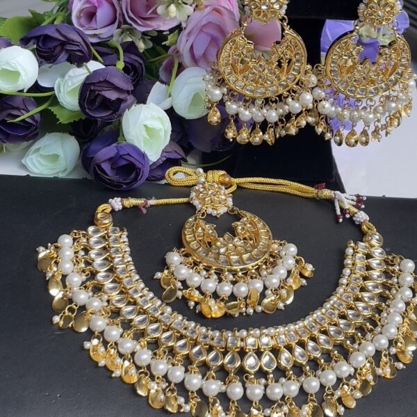 white kundan set