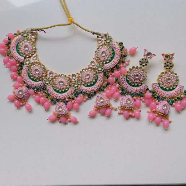Husna meenakari pink necklace set