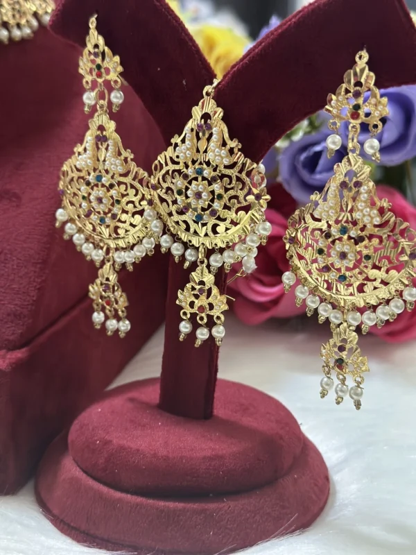 Kavya Jadau earrings and tikka