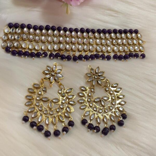 Blue Beads Kundan Necklace