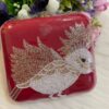 Square Box Red Clutch with Bird Detailing