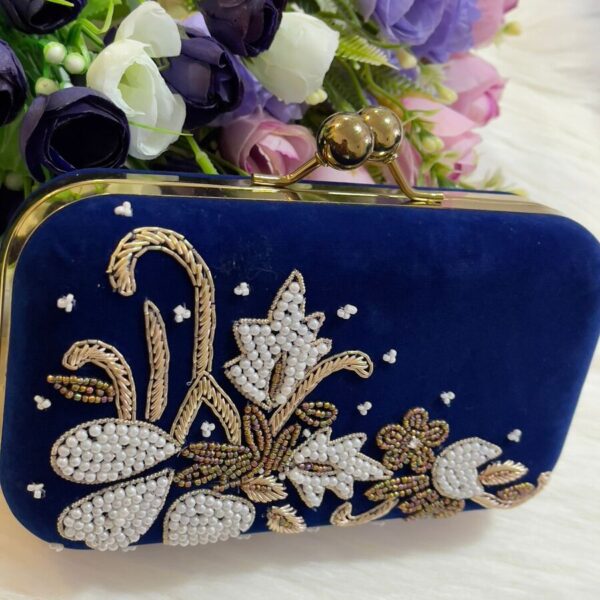 Blue Pearl Embroidered and Stylish Clutch