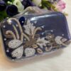 Pearl Embroidered and Stylish Blue Clutch Bag