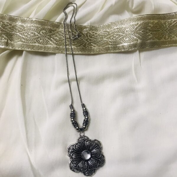 Floral Design Oxidised Pendant with chain