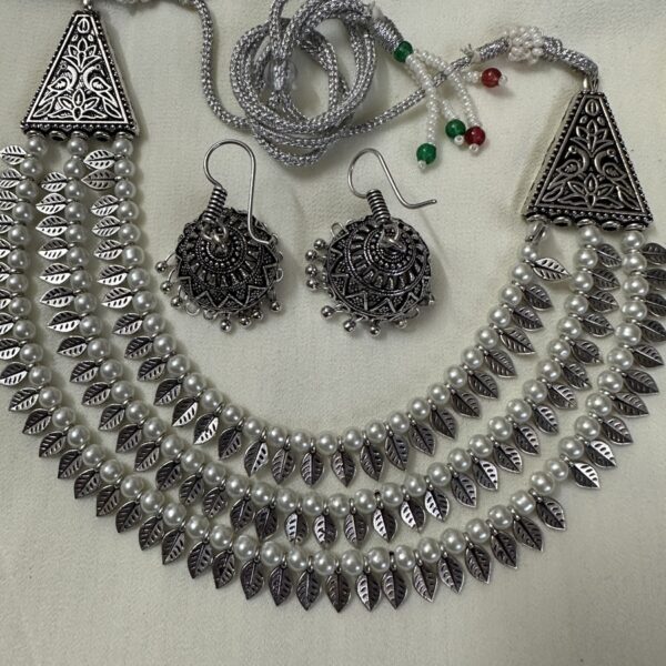 Oxidised Multilayer Necklace with Jhumki earrings