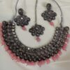 Pink Beads Oxidised Jewellery decorated with Mirror