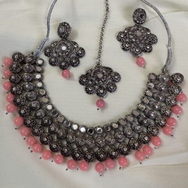 Pink Beads Oxidised Jewellery