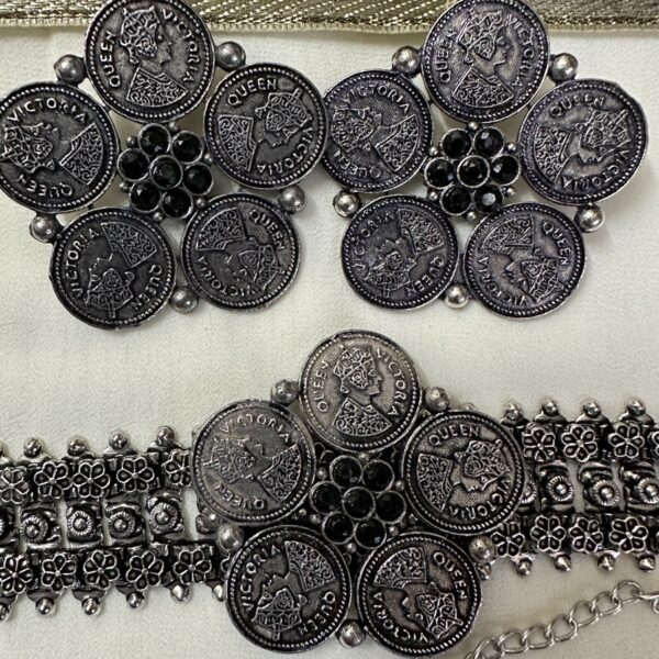 Black Beaded Queen-Victoria Oxidised Jewellery