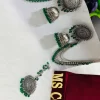 Green Tribal Sahara Earrings with Tikka
