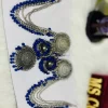 Blue oxidised jhumki earrings with tikka