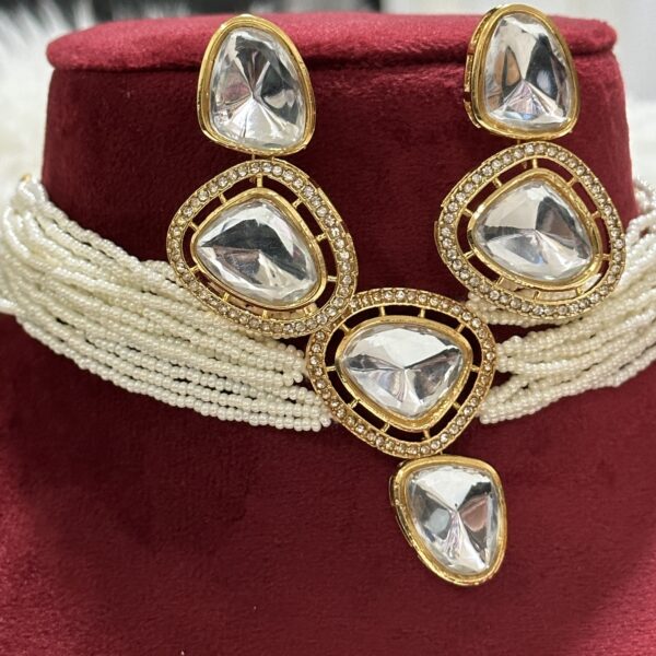 Gunmetal Rajasthani Polki choker