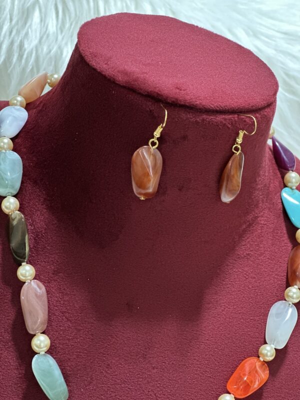 Multicolor Stones with Pearl Mala