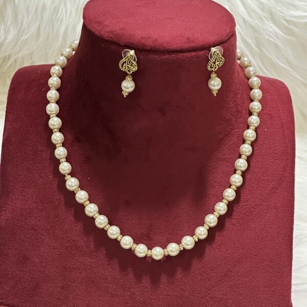 Mala with white pearls and Golden Danglers