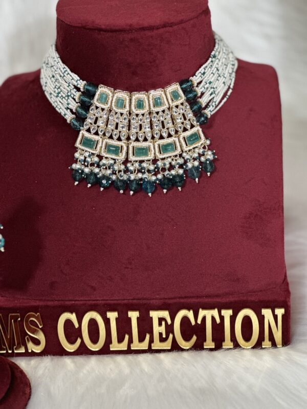 Teal Blue Kundan Necklace Set