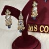 Blue Uncut Kundan Earrings and Tikka
