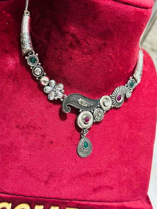 Stone Studded Oxidised Necklace