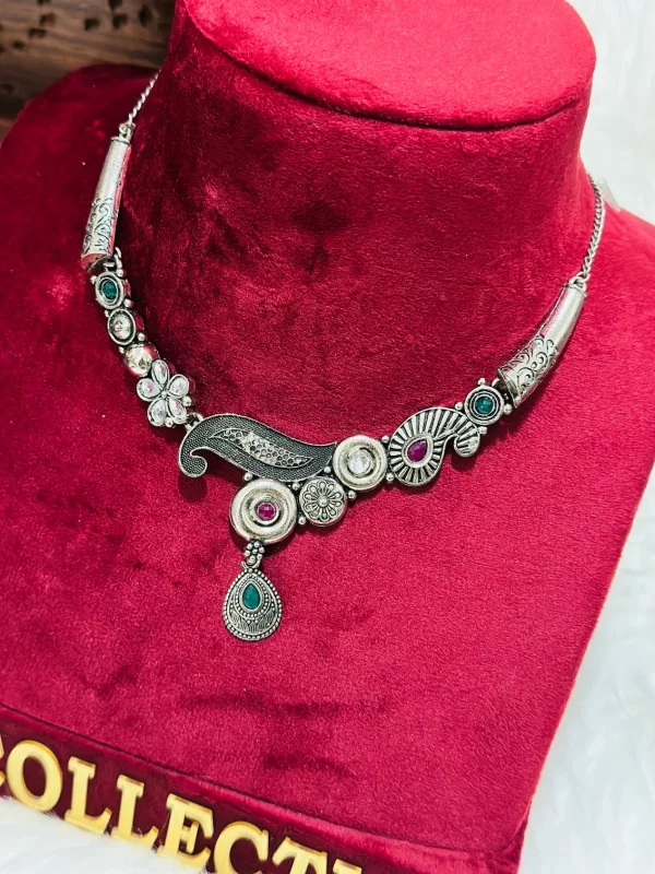Stone Studded Oxidised Necklace set