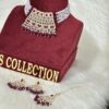Maroon Kundan Necklace Set