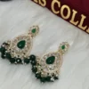 Green Beads Kundan Earrings