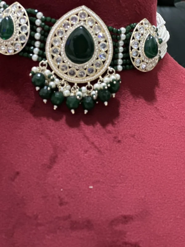 Green Beads Kundan Necklace