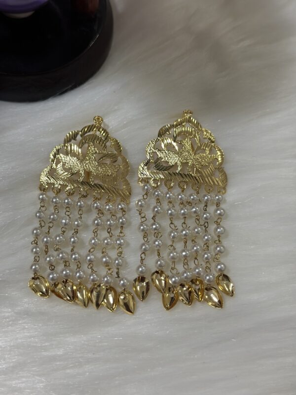 Golden with pearl dangler earrings