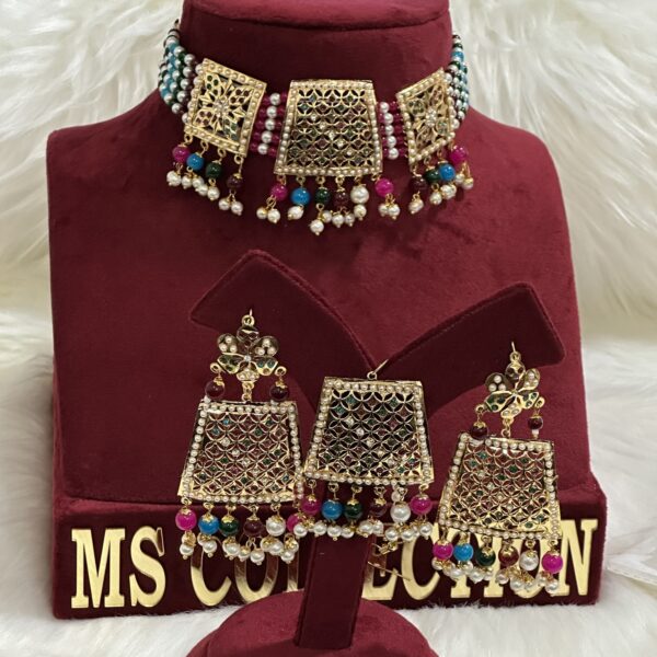 Multicolor jadau Necklace set