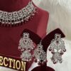 Maroon beads AD necklace set