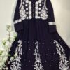 Navy blue embroidery frock suit
