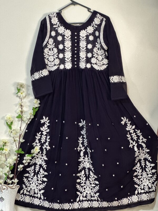 Navy blue embroidery frock suit