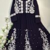 Navy blue embroidery anarkali suit